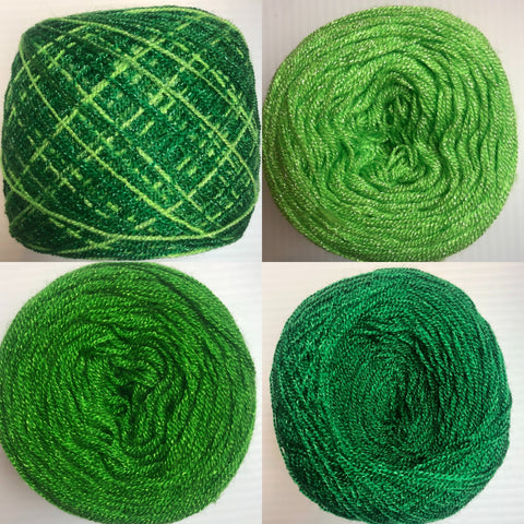 Combo Crystal Lace Yarn: Green multicolor yarns